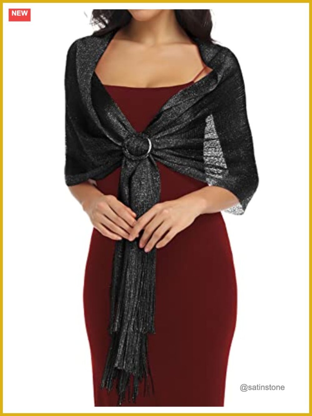Sparkling Shawl Wrap for Evening Dresses with Buckle - 82x20